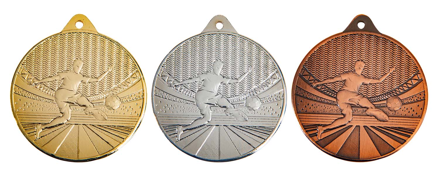 Voetbal Heer Medaille M395 goud-zilver-brons Ø 50 mm compleet